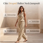 👗 50% OFF NOW! ✨ CHIC DRAPED HALTER NECK JUMPSUIT – Breathable wide-leg. elegant drape & day-to-night versatility – Effortless style for any occasion 🌙