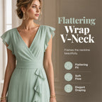 Women's V-Neck Ruffled Chiffon Maxi Dress