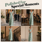 Women's V-Neck Ruffled Chiffon Maxi Dress