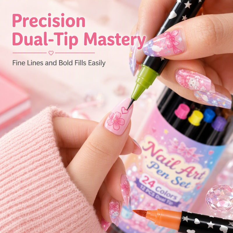 💅 LIMITED‑TIME 50% OFF! 💥 24 Colors Dual Ended Nail Art Pens Set – Creative. Salon‑Quality. Easy DIY ✨