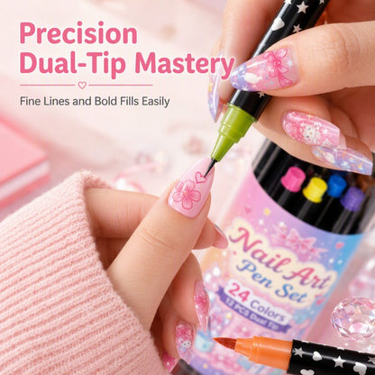 💅 LIMITED‑TIME 50% OFF! 💥 24 Colors Dual Ended Nail Art Pens Set – Creative. Salon‑Quality. Easy DIY ✨