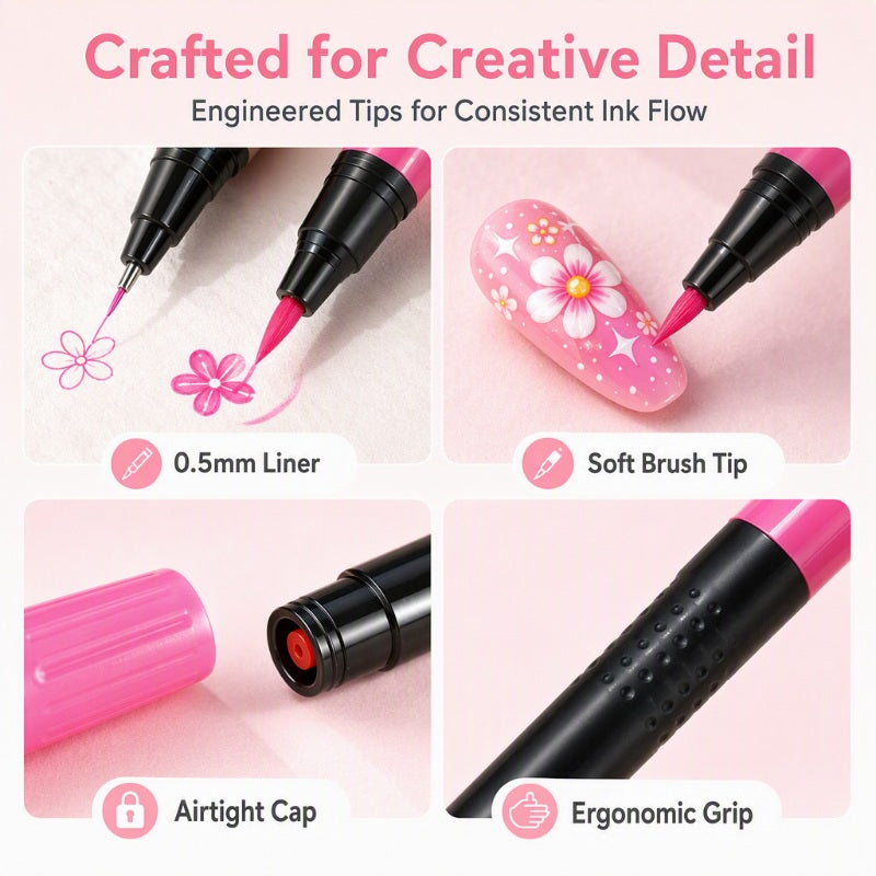 💅 LIMITED‑TIME 50% OFF! 💥 24 Colors Dual Ended Nail Art Pens Set – Creative. Salon‑Quality. Easy DIY ✨