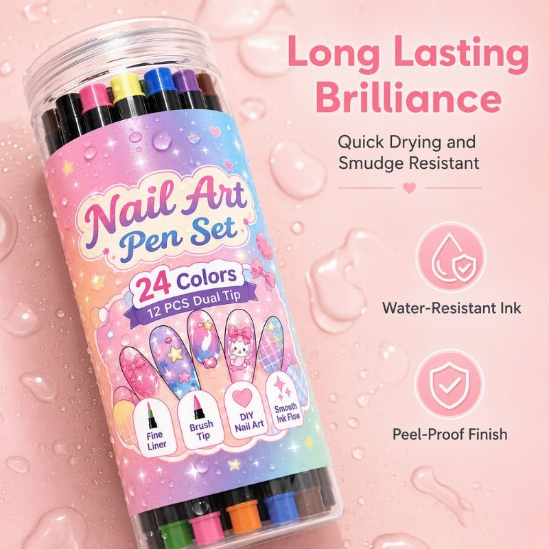 💅 LIMITED‑TIME 50% OFF! 💥 24 Colors Dual Ended Nail Art Pens Set – Creative. Salon‑Quality. Easy DIY ✨