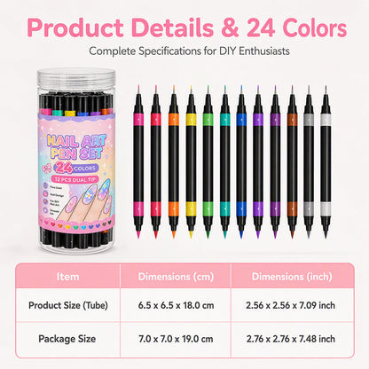 💅 LIMITED‑TIME 50% OFF! 💥 24 Colors Dual Ended Nail Art Pens Set – Creative. Salon‑Quality. Easy DIY ✨