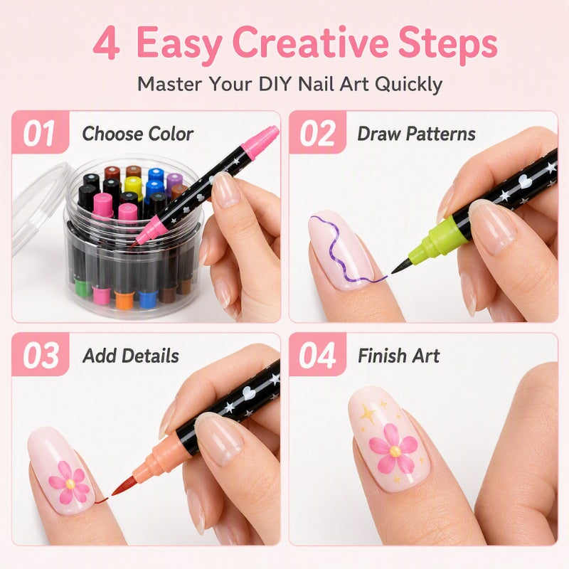 💅 LIMITED‑TIME 50% OFF! 💥 24 Colors Dual Ended Nail Art Pens Set – Creative. Salon‑Quality. Easy DIY ✨