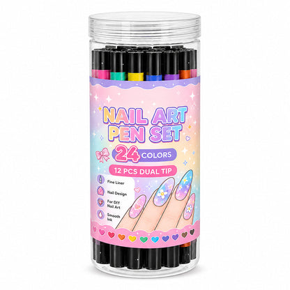 💅 LIMITED‑TIME 50% OFF! 💥 24 Colors Dual Ended Nail Art Pens Set – Creative. Salon‑Quality. Easy DIY ✨