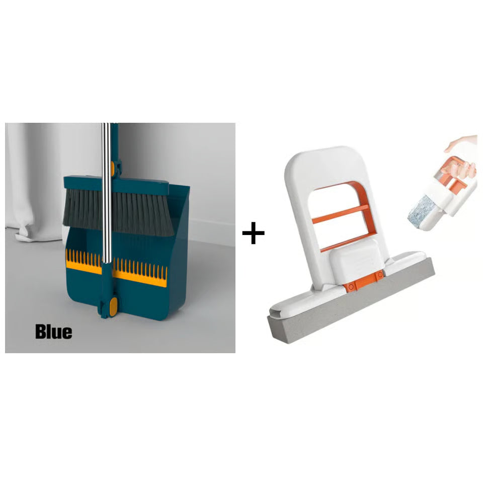 Stand-Up Dustpan Set with 180° Rotating Broom