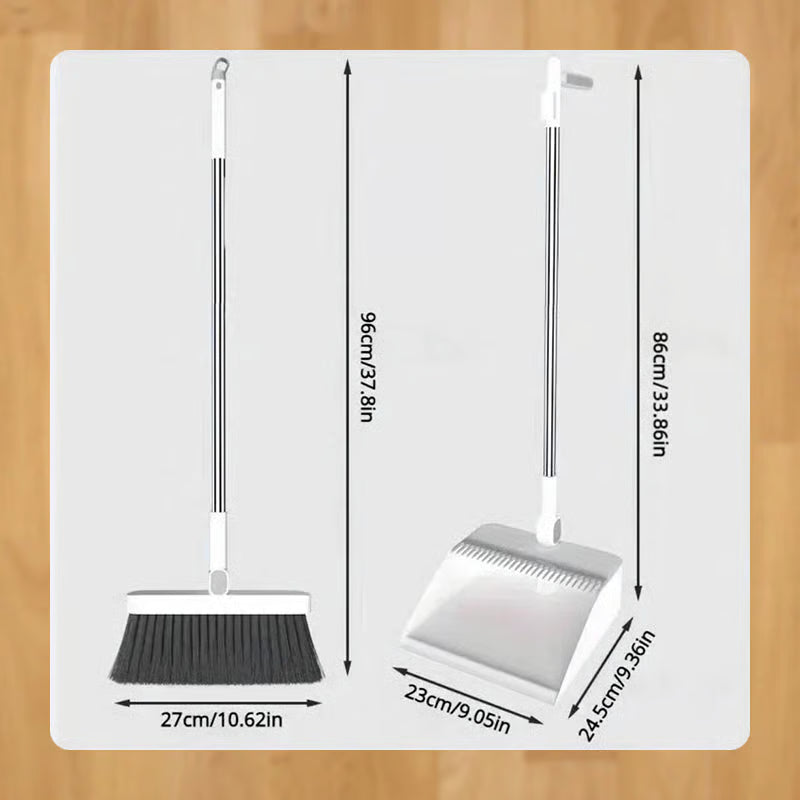 Stand-Up Dustpan Set with 180° Rotating Broom