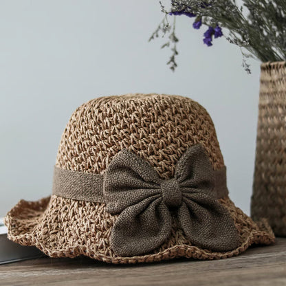 🔥✨Straw Hat with Retro Bow – Foldable & Breathable for Summer