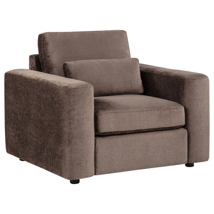 Amador 3-piece Chenille Upholstered Track Arm Sofa Set Chocolate