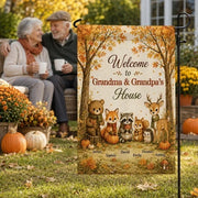 Welcome to Grandma & Grandpa's House Personalized Garden Flag, Autumn Forest Creative Gift for Grandparents