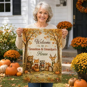 Welcome to Grandma & Grandpa's House Personalized Garden Flag, Autumn Forest Creative Gift for Grandparents